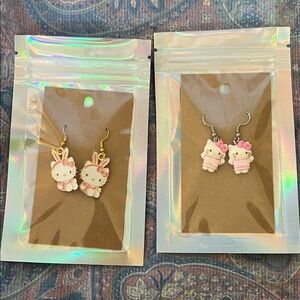Two pairs of cute hello kitty earrings